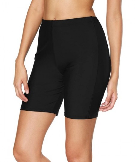 Board Shorts Women's Boardshort Swim Bottom High Waisted Tankini Swimwear Shorts - Black - CF188OWRC6M