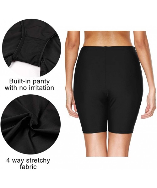 Board Shorts Women's Boardshort Swim Bottom High Waisted Tankini Swimwear Shorts - Black - CF188OWRC6M