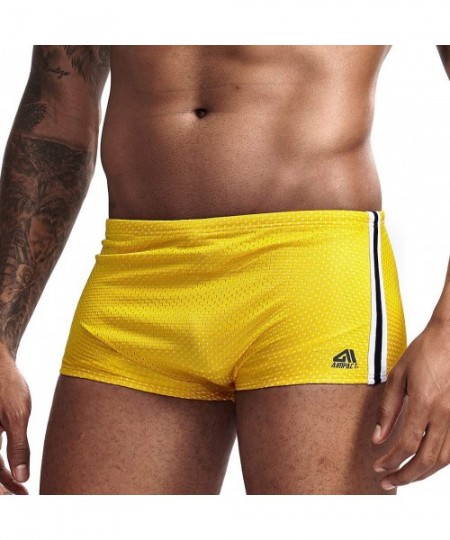 Briefs Mens Swim Shorts Athletic Swimwear Briefs Quick Dry Boxer Shorts for Men(Yellows) - C918TEUTDQ3