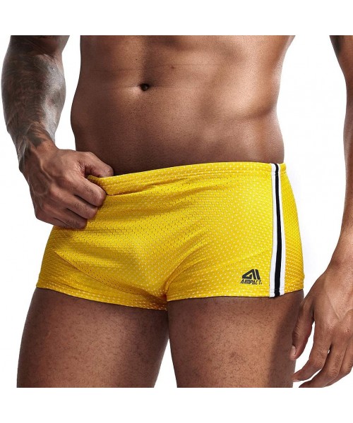 Briefs Mens Swim Shorts Athletic Swimwear Briefs Quick Dry Boxer Shorts for Men(Yellows) - C918TEUTDQ3