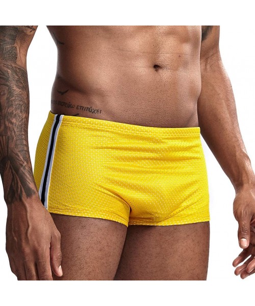 Briefs Mens Swim Shorts Athletic Swimwear Briefs Quick Dry Boxer Shorts for Men(Yellows) - C918TEUTDQ3