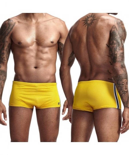 Briefs Mens Swim Shorts Athletic Swimwear Briefs Quick Dry Boxer Shorts for Men(Yellows) - C918TEUTDQ3