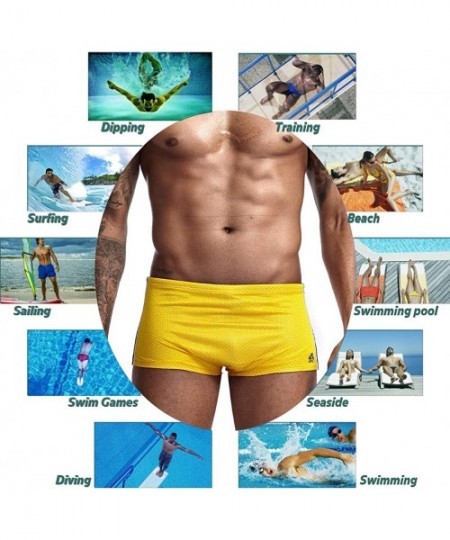 Briefs Mens Swim Shorts Athletic Swimwear Briefs Quick Dry Boxer Shorts for Men(Yellows) - C918TEUTDQ3