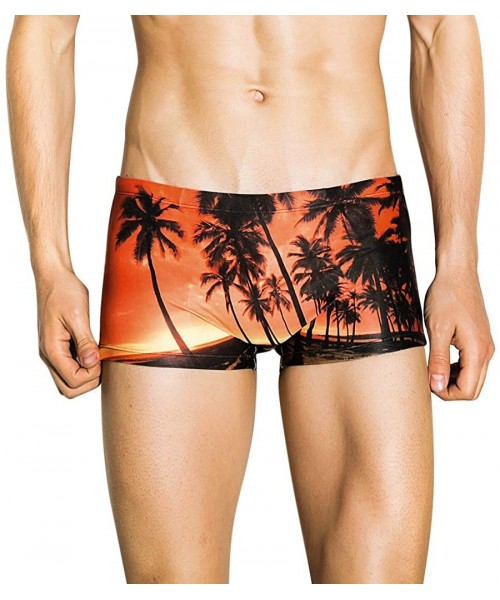 Racing Fashion Men's Sexy Bodybuild Gradient Trunks Beach Swimming Shorts Boxer - Orange - CG18SWKKDQM