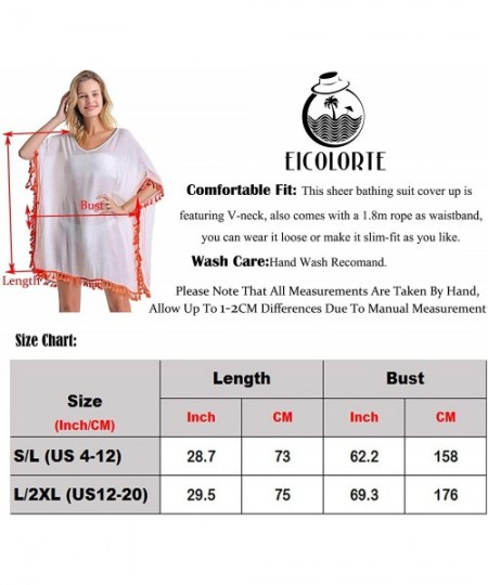 Cover-Ups Women's Swimsuit Cover ups Bathing Suit Tassel Kaftan Beach Dress for Swimwear - 04-white - C41944Y7RRX