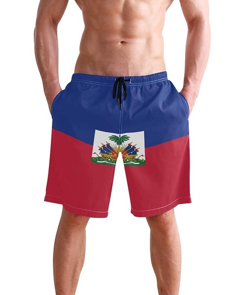 Board Shorts Greek Flag Men's Swim Trunks Beach Shorts with Pockets - Haiti Flag - C618OAN9A4Z