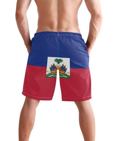 Board Shorts Greek Flag Men's Swim Trunks Beach Shorts with Pockets - Haiti Flag - C618OAN9A4Z