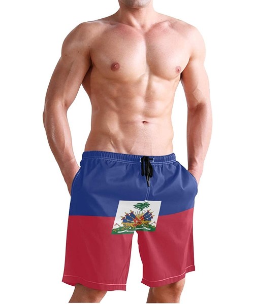 Board Shorts Greek Flag Men's Swim Trunks Beach Shorts with Pockets - Haiti Flag - C618OAN9A4Z