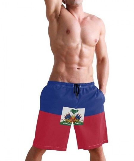 Board Shorts Greek Flag Men's Swim Trunks Beach Shorts with Pockets - Haiti Flag - C618OAN9A4Z