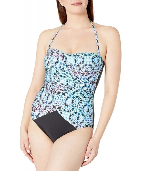 One-Pieces Athena Women's Strapless Bandeau One Piece Swimsuit with Molded Cups - Indigo Essence Multi - CT18I6H4IU9