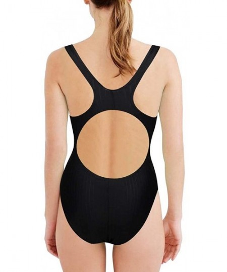 One-Pieces Women Swimming Suit One Piece Sexy Bikini Solid Swimwear Bathing Suit - Black - CV18NAZCUE5