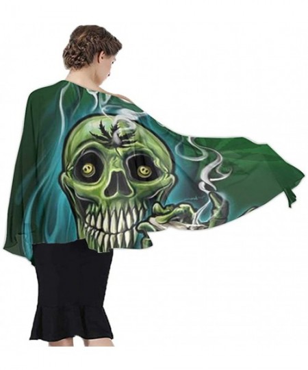 Cover-Ups Women Girl Beach Bikini Cover Up Chiffon Sarong Fashion Scarf Shawl Wrap - Marijuana Weed Leaf Sugar Skull - C61908...