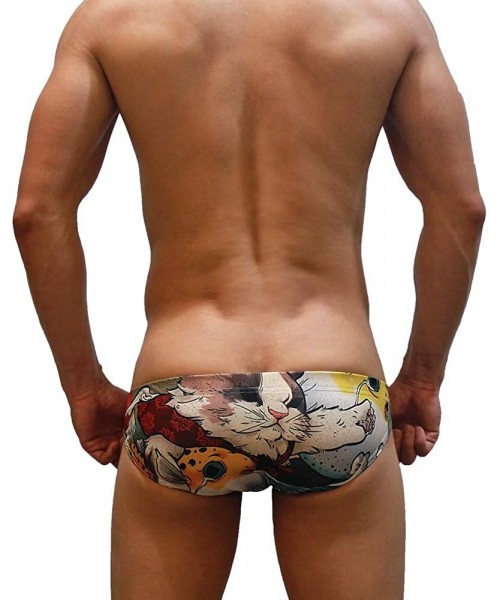 Briefs Men Sexy Contour Pouch- Low Rise- Swimming Briefs - Ukiyo-e Cat - Ukiyo-e Cat 5 - CY18RI0QEM6