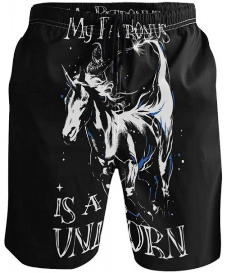 Board Shorts Mens Surfing Shorts Gun American Flag Swim Trunks Shorts - My Patronus is Unicorn - CG18U4KWXSZ