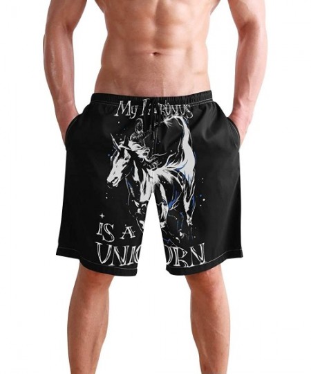 Board Shorts Mens Surfing Shorts Gun American Flag Swim Trunks Shorts - My Patronus is Unicorn - CG18U4KWXSZ