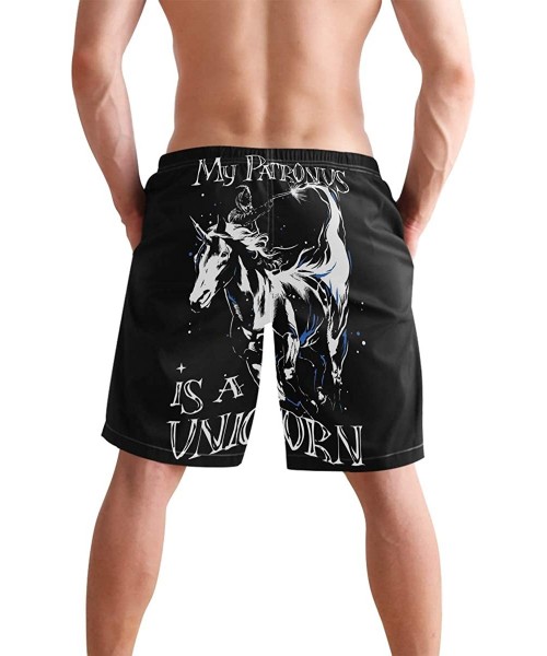 Board Shorts Mens Surfing Shorts Gun American Flag Swim Trunks Shorts - My Patronus is Unicorn - CG18U4KWXSZ