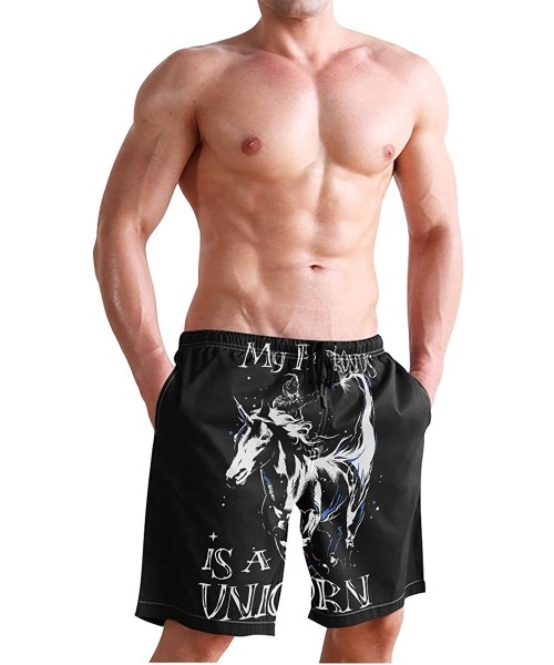 Board Shorts Mens Surfing Shorts Gun American Flag Swim Trunks Shorts - My Patronus is Unicorn - CG18U4KWXSZ