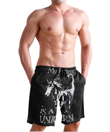 Board Shorts Mens Surfing Shorts Gun American Flag Swim Trunks Shorts - My Patronus is Unicorn - CG18U4KWXSZ