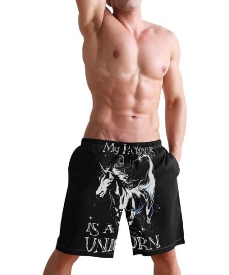 Board Shorts Mens Surfing Shorts Gun American Flag Swim Trunks Shorts - My Patronus is Unicorn - CG18U4KWXSZ