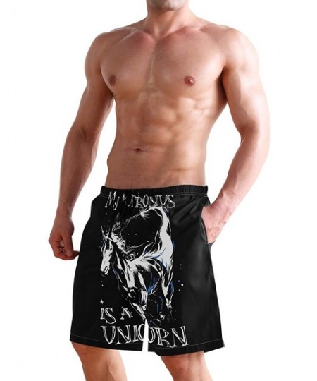 Board Shorts Mens Surfing Shorts Gun American Flag Swim Trunks Shorts - My Patronus is Unicorn - CG18U4KWXSZ