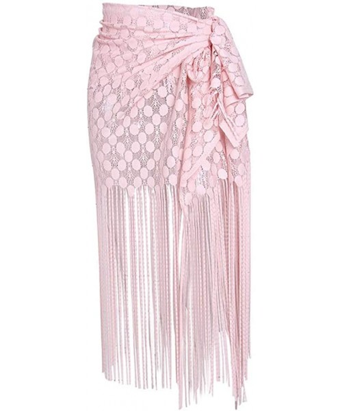 Cover-Ups Women's Sexy Mermaid Scale Print Sarong Wrap Skirt Bikini Beach Cover up Swimsuit - Pink 2 - CC1935AYHUW