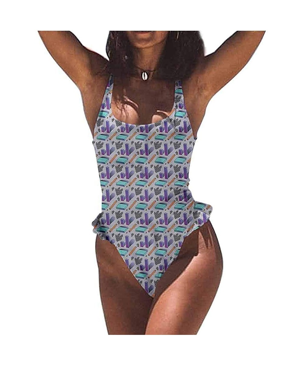 Bottoms Swimwear Geometric- Diamond Form Mosaic Tiles Easy to Adjust and Stays Tied - Multi 14-one-piece Swimsuit - CE19E7588QL