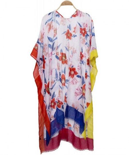 Cover-Ups Women's Summer Floral Print Topper/Cover-Up/Kimono Side Slit Open Front Outwear Beachwear Dress - Jp1412red - CR196...