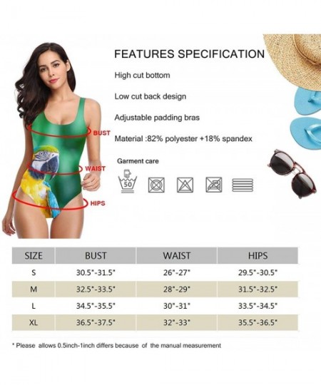 Racing Cartoon Cute Koala Bear Women's Bikini One Piece Swimsuits Backless Swimwear Bathing Suit A Long tailed Macaw Parrot -...