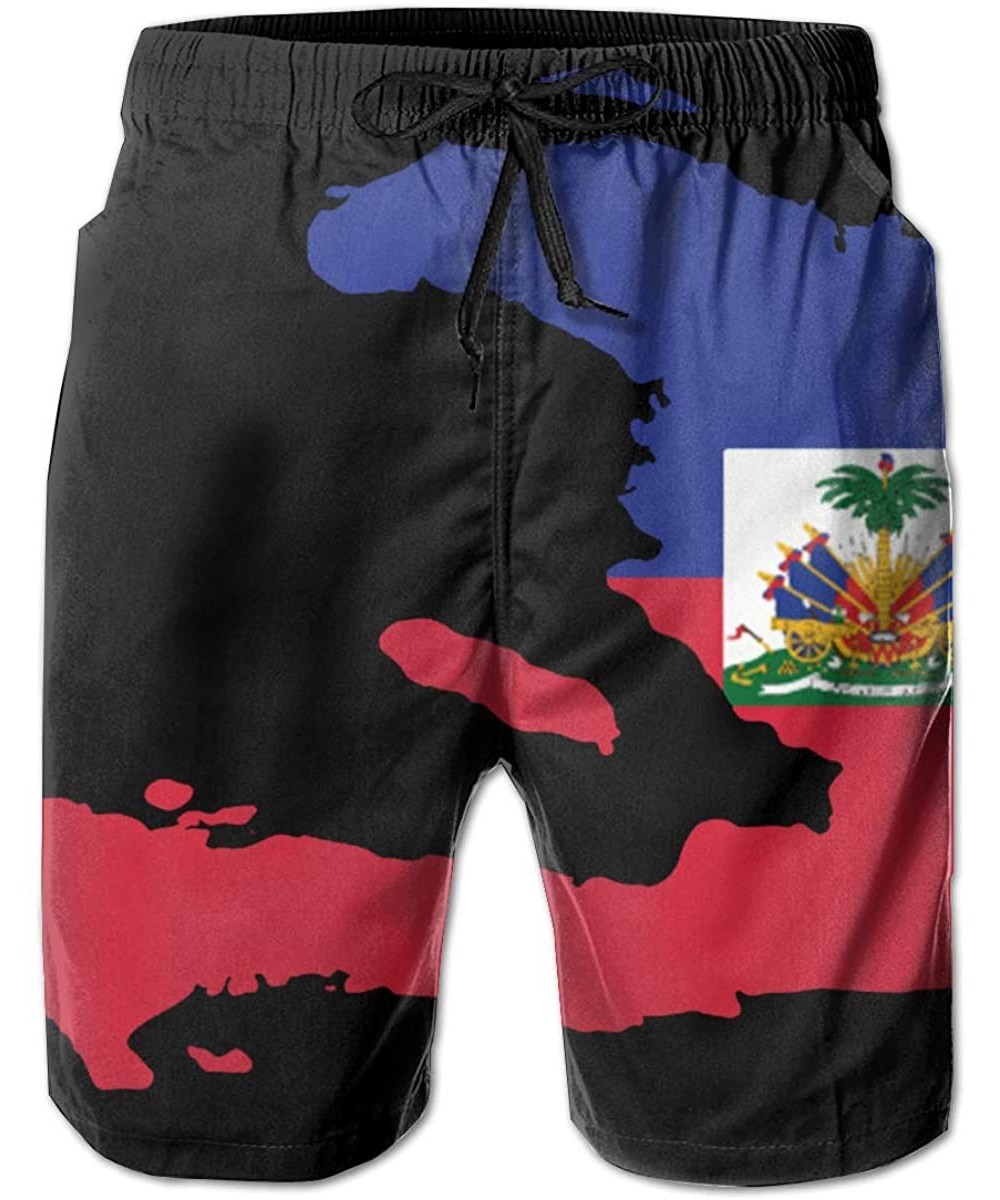 Board Shorts Haitian Flag Map Mens Swim Trunks Casual Quick Dry Board Shorts - CM1936W9Y9X