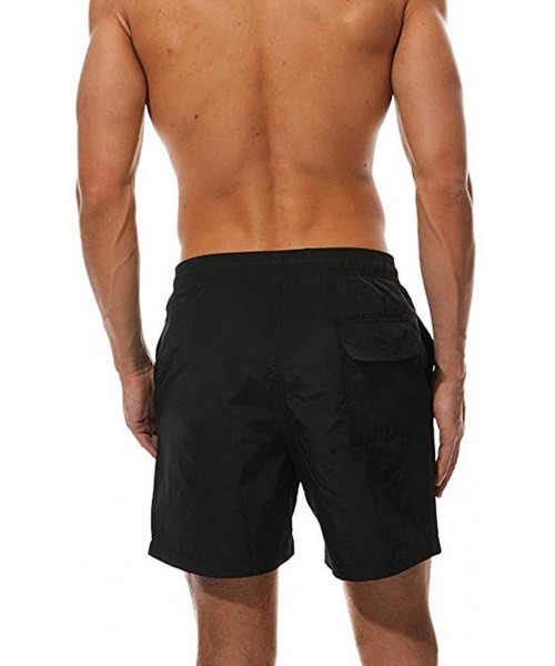 Board Shorts Men's Swimwear Running Surfing Sports Beach Camouflage Shorts Trunks Board Pants - 01 Black - C718SK3GZ8Q