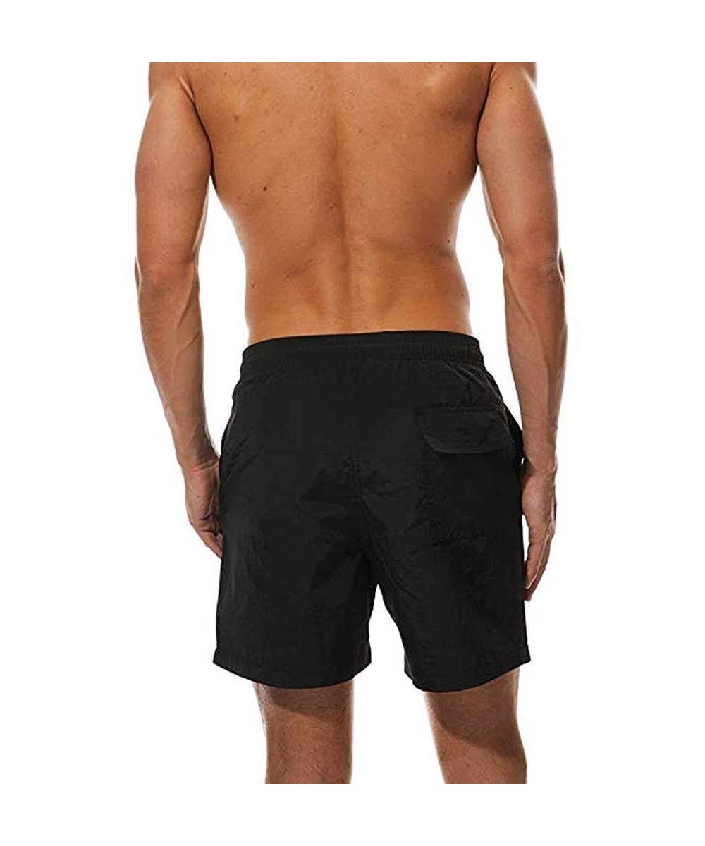 Board Shorts Men's Swimwear Running Surfing Sports Beach Camouflage Shorts Trunks Board Pants - 01 Black - C718SK3GZ8Q