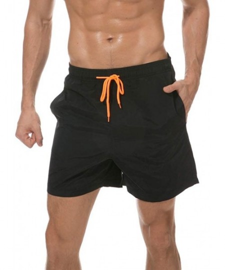 Board Shorts Men's Swimwear Running Surfing Sports Beach Camouflage Shorts Trunks Board Pants - 01 Black - C718SK3GZ8Q