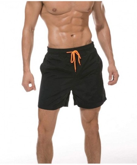 Board Shorts Men's Swimwear Running Surfing Sports Beach Camouflage Shorts Trunks Board Pants - 01 Black - C718SK3GZ8Q