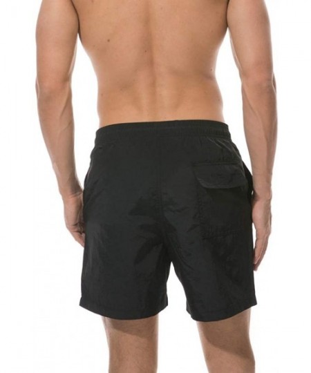 Board Shorts Men's Swimwear Running Surfing Sports Beach Camouflage Shorts Trunks Board Pants - 01 Black - C718SK3GZ8Q