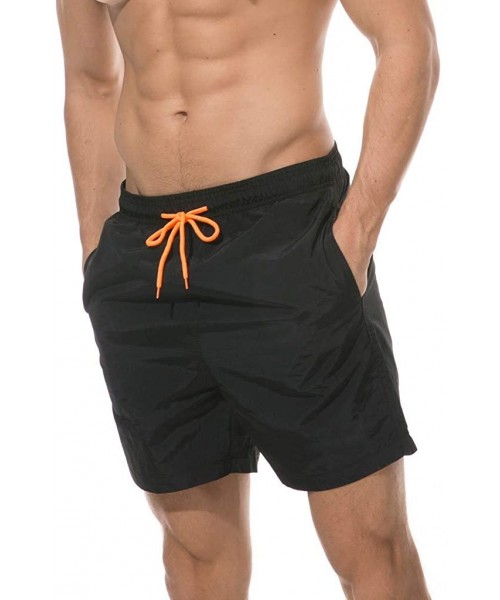 Board Shorts Men's Swimwear Running Surfing Sports Beach Camouflage Shorts Trunks Board Pants - 01 Black - C718SK3GZ8Q