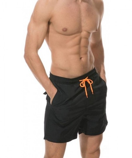 Board Shorts Men's Swimwear Running Surfing Sports Beach Camouflage Shorts Trunks Board Pants - 01 Black - C718SK3GZ8Q