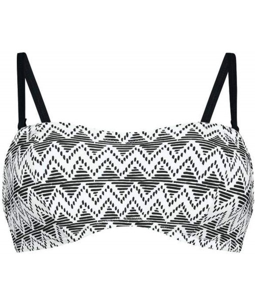 Tops Aluna Wave Bella Underwire Bandeau Bikini (8765-1) - Black/White - C318IK0R3CX