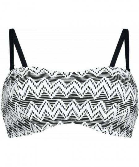 Tops Aluna Wave Bella Underwire Bandeau Bikini (8765-1) - Black/White - C318IK0R3CX