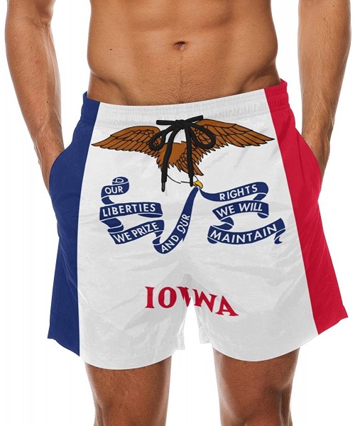 Trunks Iowa State Flag Men's Swim Trunks Beach Shorts with Pockets - CZ18DA02IQC