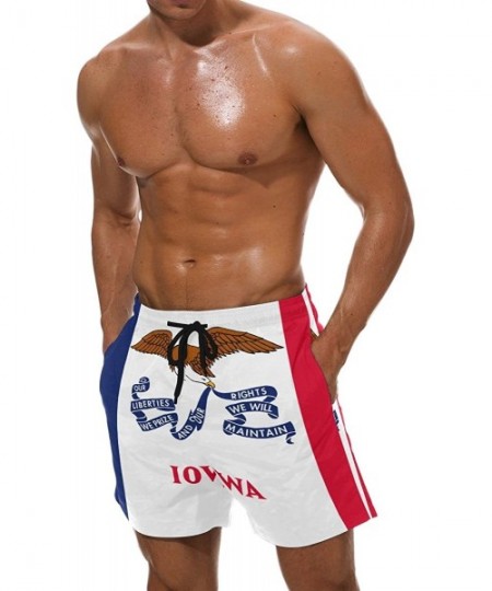 Trunks Iowa State Flag Men's Swim Trunks Beach Shorts with Pockets - CZ18DA02IQC