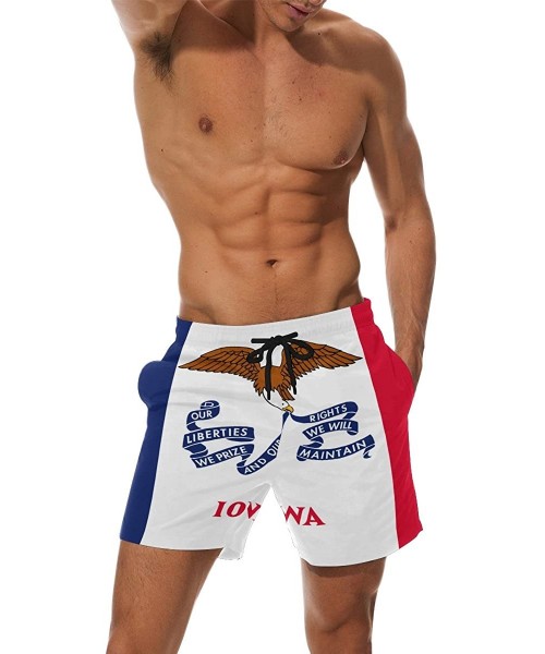 Trunks Iowa State Flag Men's Swim Trunks Beach Shorts with Pockets - CZ18DA02IQC