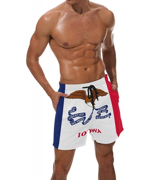 Trunks Iowa State Flag Men's Swim Trunks Beach Shorts with Pockets - CZ18DA02IQC