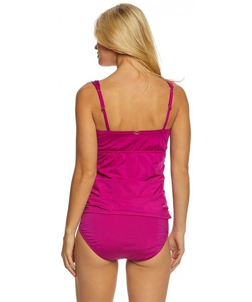 Tops Solids Wineberry Twist Front Tankini Top - Purple - CO194G74YTU