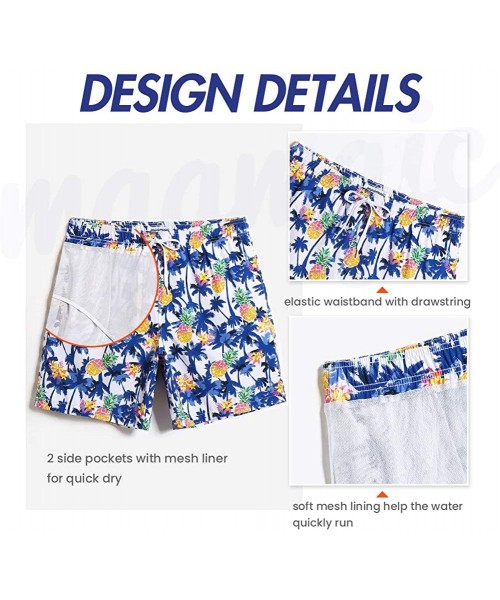 Board Shorts Mens 4 Way Stretchy Swim Trunks Swimwear Summer Board Shorts with Mesh Lining Pocket - Dark Blue - CI18UTTW56I