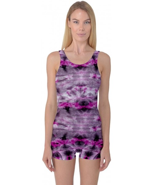 One-Pieces Womens Tie Dye V2 One Piece Boyleg Swimsuit - Pink Gray Tie Dye - C012H40ASBF