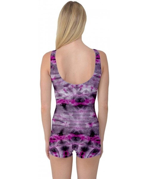 One-Pieces Womens Tie Dye V2 One Piece Boyleg Swimsuit - Pink Gray Tie Dye - C012H40ASBF