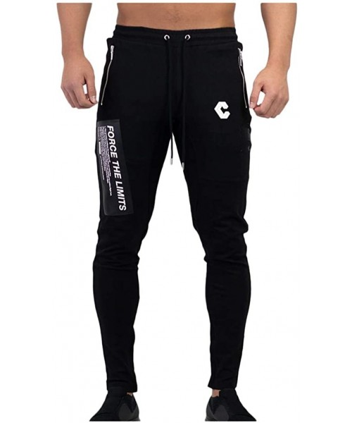 Rash Guards Men's Casual Bodybuilding Workout Running Outdoor Sports Running Trousers Drawstring Long Pants - Black_b - CF192...