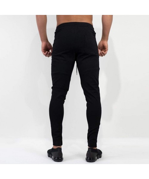 Rash Guards Men's Casual Bodybuilding Workout Running Outdoor Sports Running Trousers Drawstring Long Pants - Black_b - CF192...