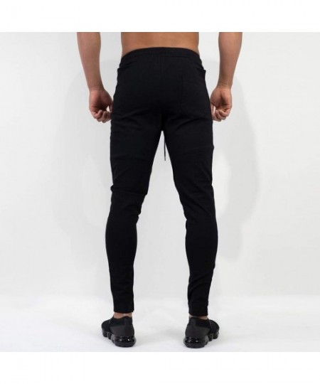 Rash Guards Men's Casual Bodybuilding Workout Running Outdoor Sports Running Trousers Drawstring Long Pants - Black_b - CF192...