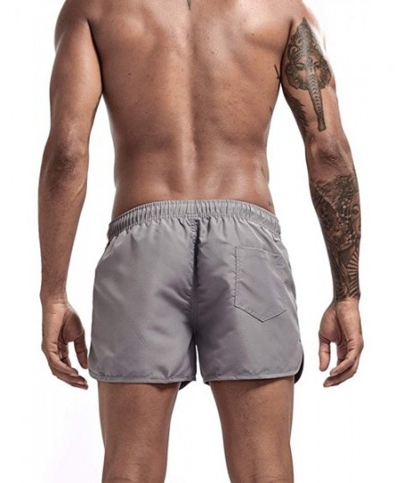 Board Shorts Mens Boys Short Solid Swim Trunks No Mesh Lining Quick Dry Bathing Suits Swim Shorts - Dark Gray - C118RSRL8QS